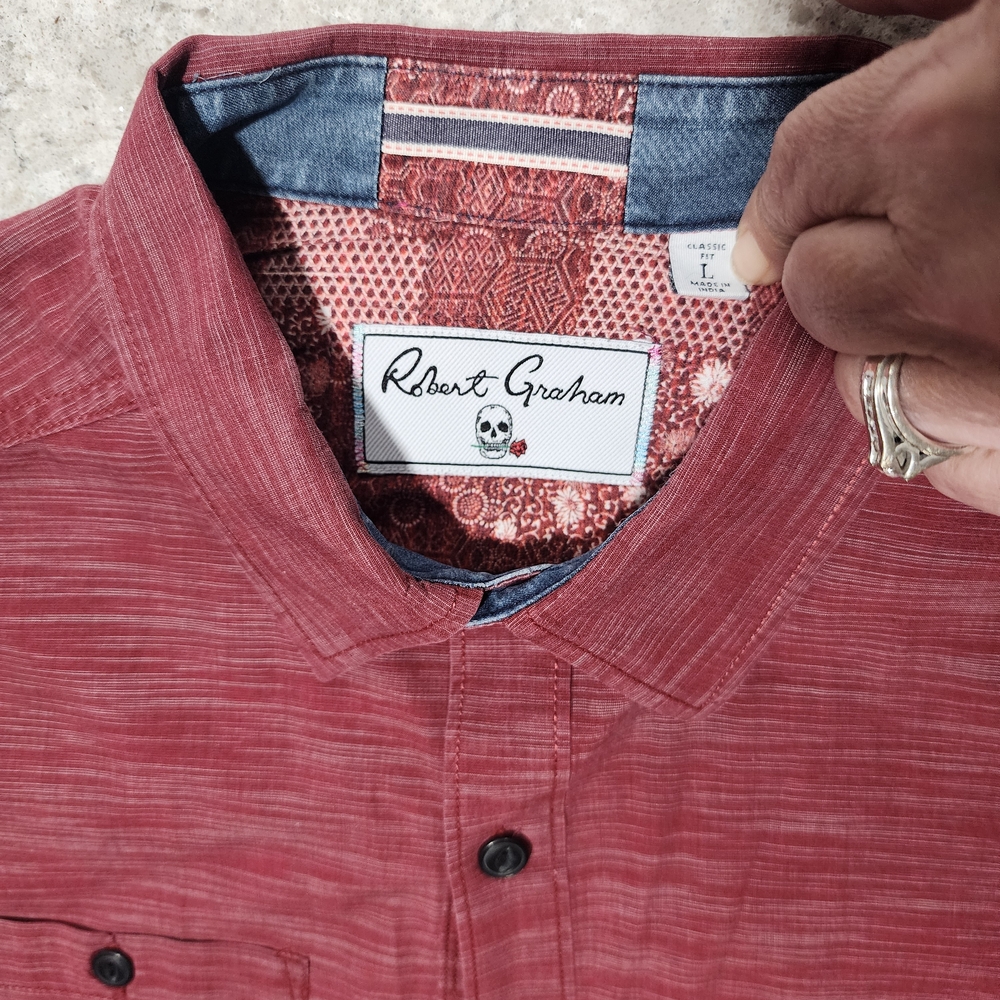 High Quality Robert Graham Men's Large Heather Red Button Down